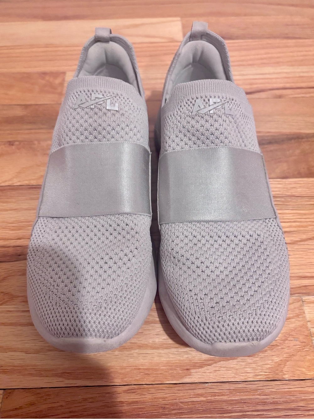 APL Light Gray Slip-On Knit Sneakers with Elastic Band